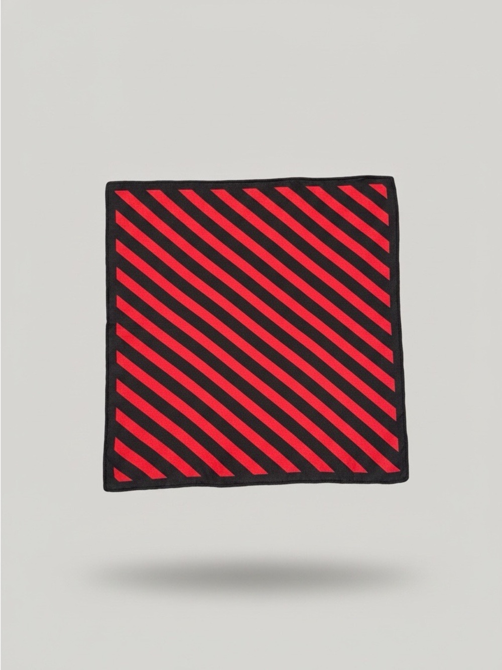 Vintage 100% Silk Pocket Square or Scarf – Red & Black Striped – 11.5”